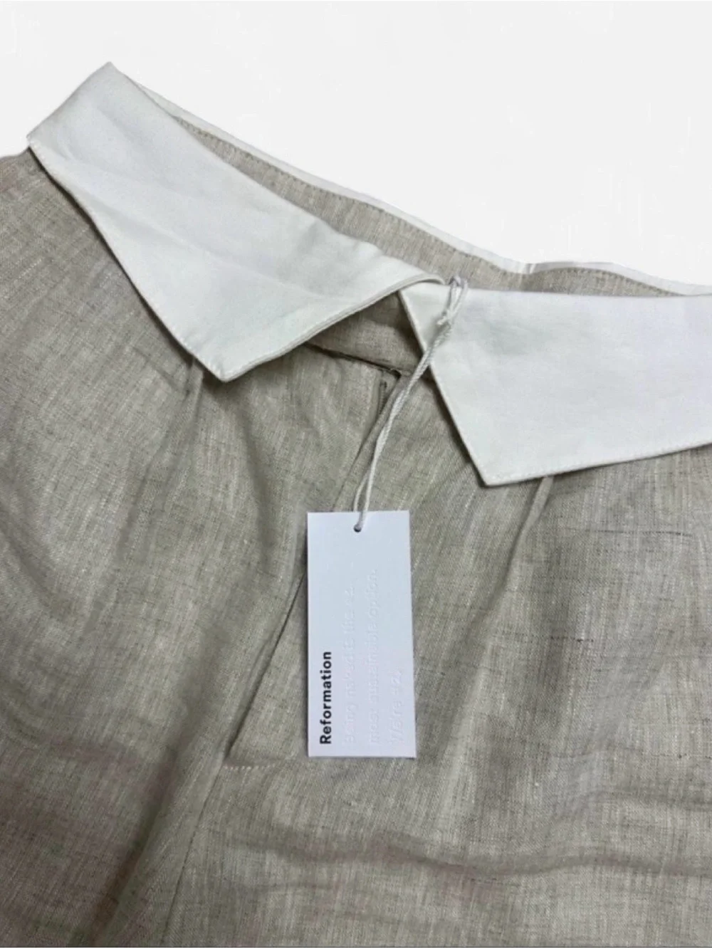 NWT Reformation Light Taupe Stevie Linen Blend Pant Trouser